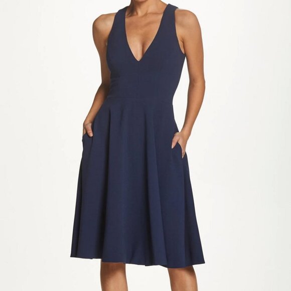Dress The Population Midnight Blue Catalina Fit & Flare Cocktail Dress - Picture 1 of 3